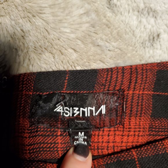 4 Sienna Red & Black Plaid Trousers - Picture 3 of 8